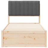 Bed Frame with Upholstered Headboard Dark Grey 90 x 190 cm - 45-Degree Angle