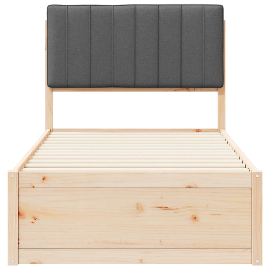 Bed Frame with Upholstered Headboard Dark Grey 90 x 190 cm