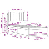 Bed Frame with Upholstered Headboard Dark Grey 90 x 190 cm