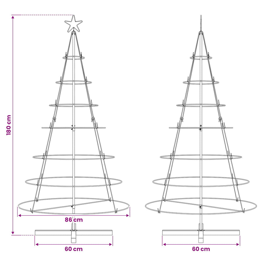 Christmas Cone Tree with Stand Black 180,5 cm Steel