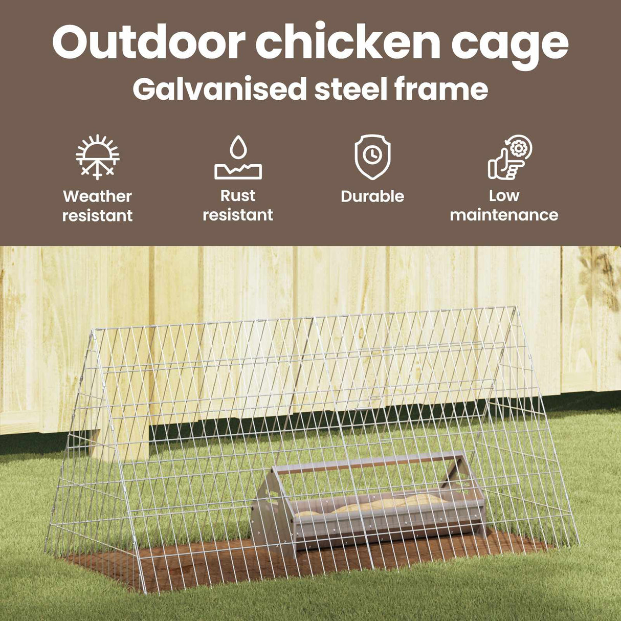 Chicken Cage Silver 110 x 55 x 55 cm Galvanised Steel