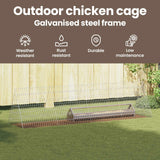 Chicken Cage Silver 215 x 55 x 55 cm Galvanised Steel - Close-Up Angle