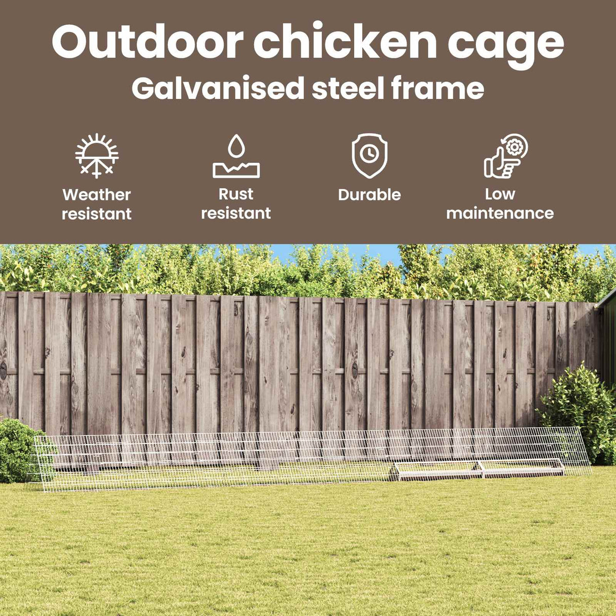 Chicken Cage Silver 650 x 55 x 55 cm Galvanised Steel