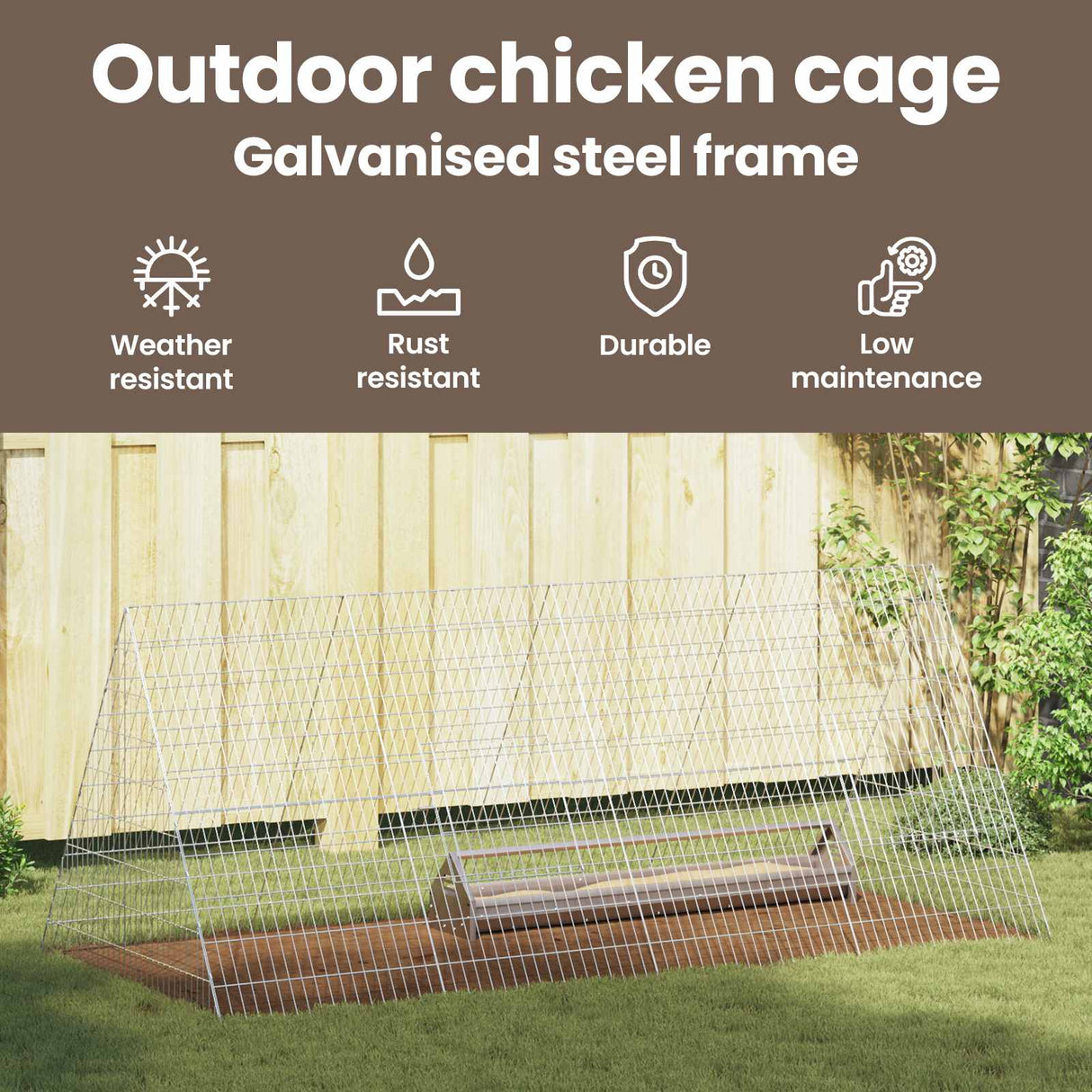Chicken Cage Silver 215 x 100 x 85 cm Galvanised Steel