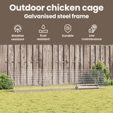 Chicken Cage Silver 430 x 100 x 85 cm Galvanised Steel - Close-Up Angle