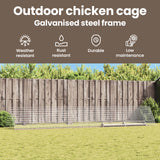 Chicken Cage Silver 650 x 100 x 85 cm Galvanised Steel - Close-Up Angle