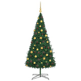 Christmas Tree with Decorative String Lights Green 400 cm PVC - Side View
