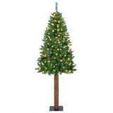 Slim Christmas Tree Green 180 cm PVC and Solid Pine wood