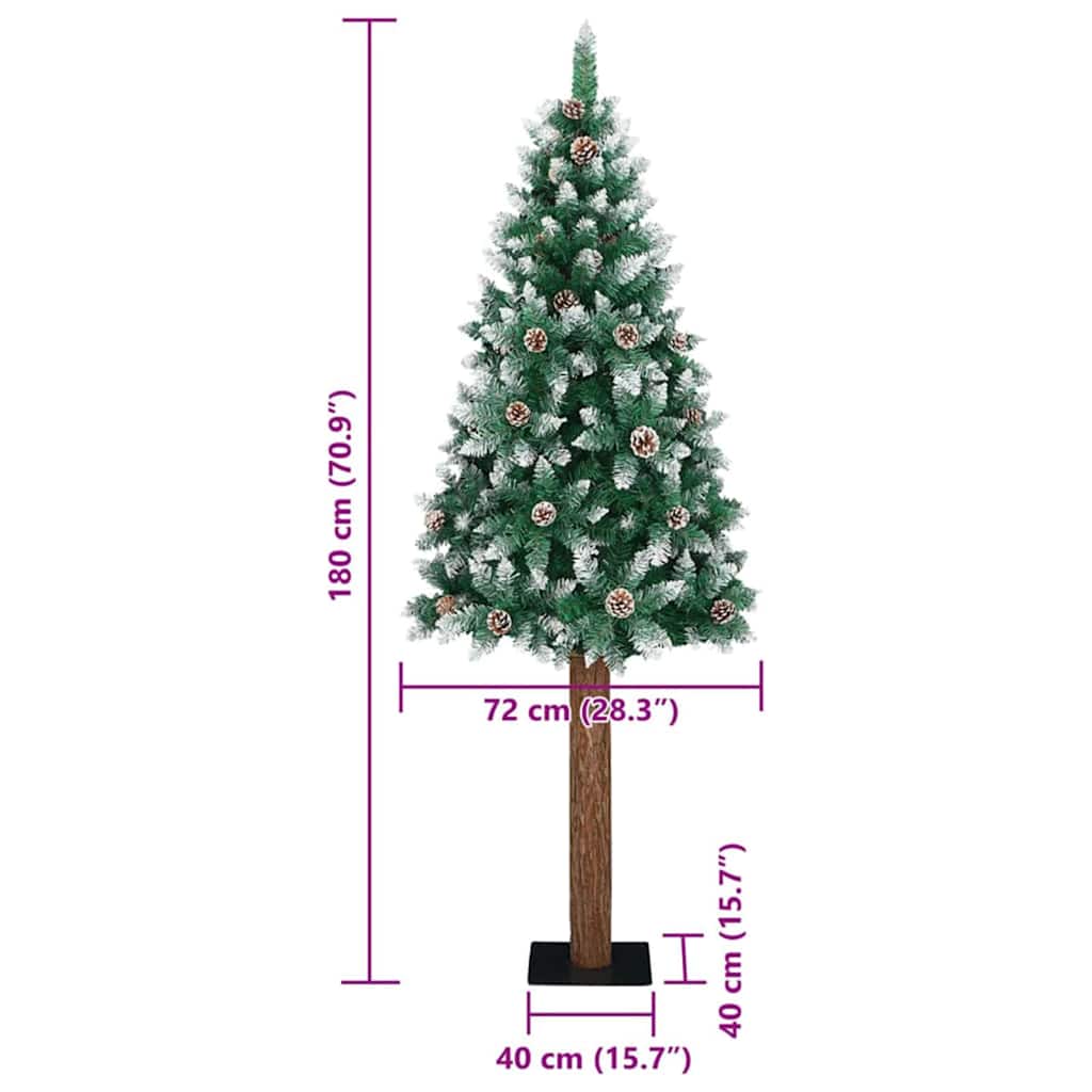 Slim Christmas Tree with 300 LEDs Green and White 180 cm