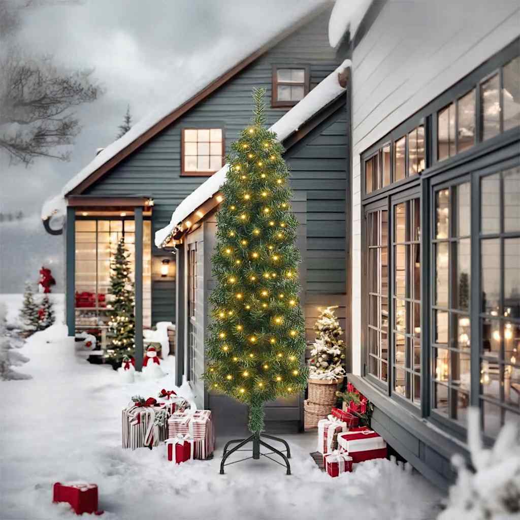 Artificial Christmas Tree with 300 LEDs with Stand Green 240 cm