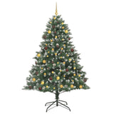Artificial Christmas Tree with 300 LEDs with Stand Green 210 cm - Top-Down View