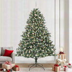 Artificial Christmas Tree with 300 LEDs with Stand Green 240 cm