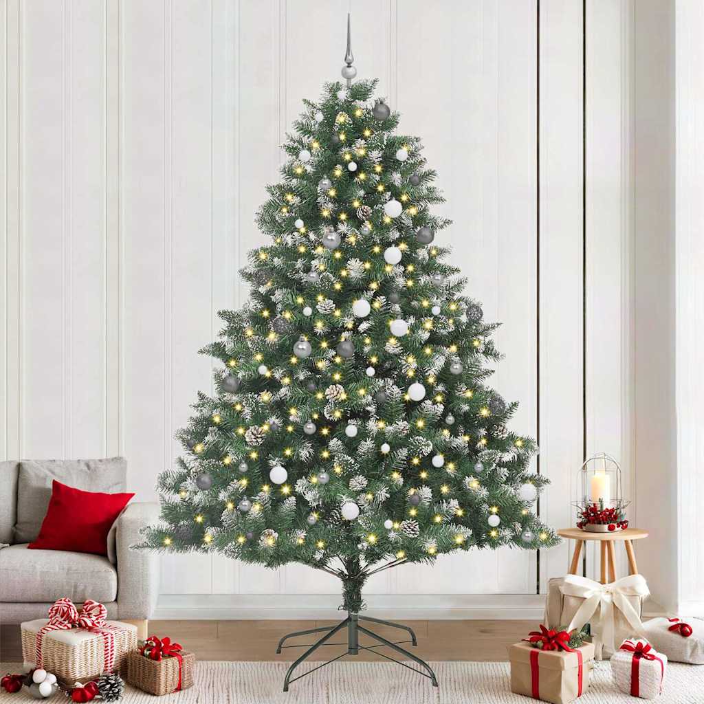Artificial Christmas Tree with 300 LEDs with Stand Green 240 cm