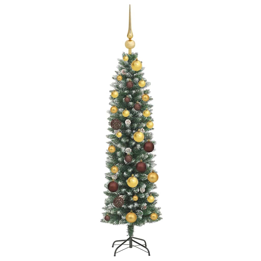 Artificial Slim Christmas Tree Green and White 120 cm