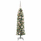 Artificial Slim Christmas Tree Green and White 120 cm - Side View