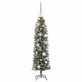 Artificial Slim Christmas Tree Green and White 120 cm - Top-Down View