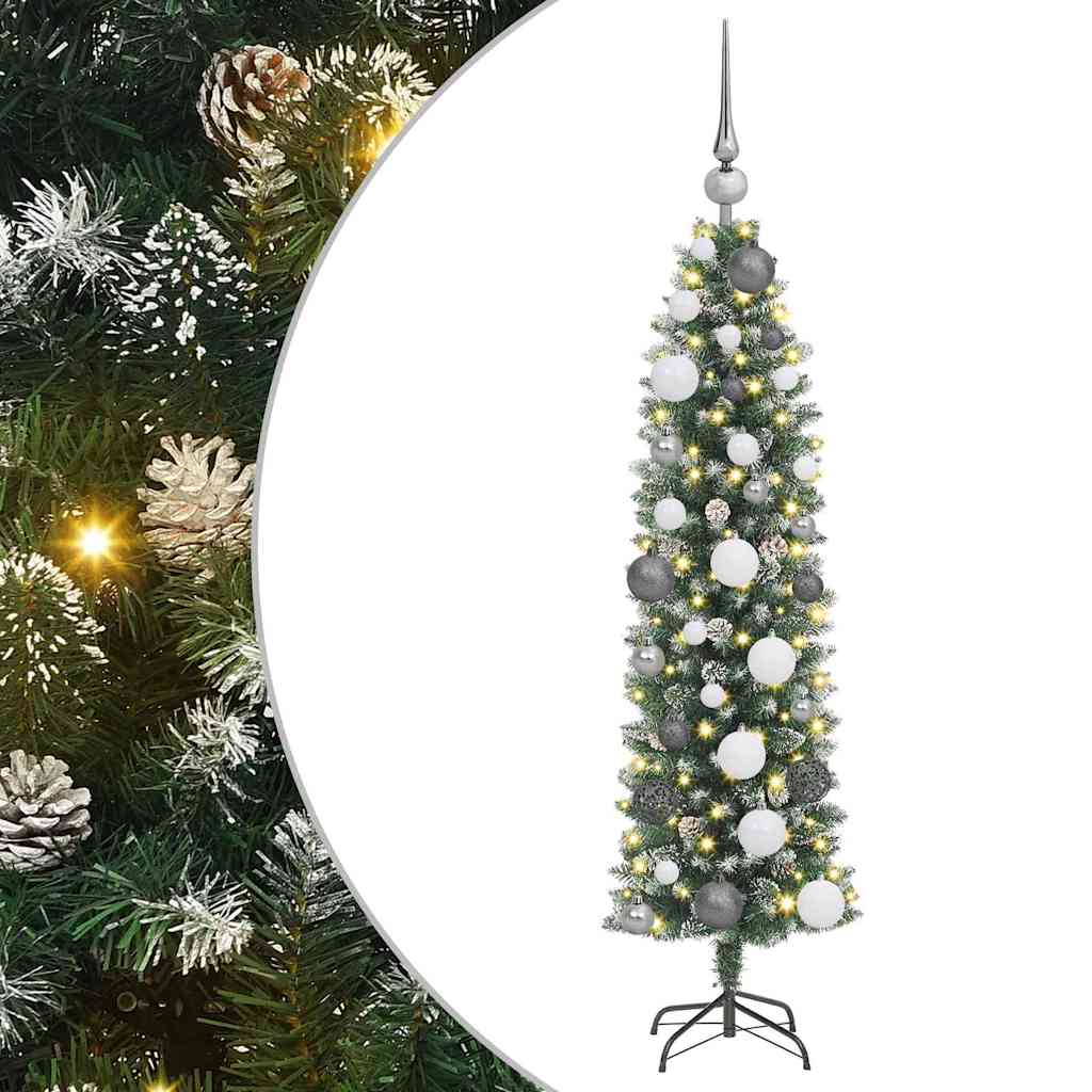 Artificial Slim Christmas Tree Green and White 120 cm