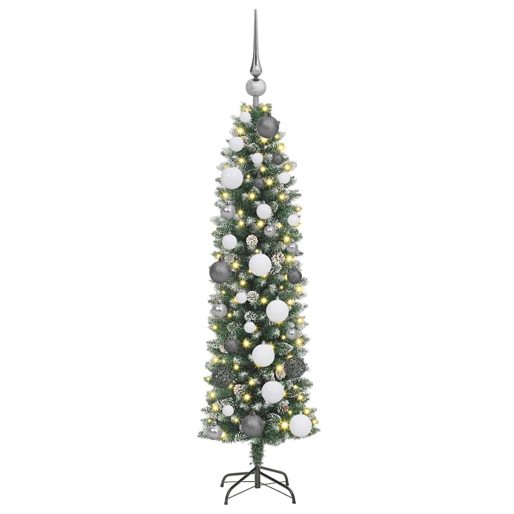 Artificial Slim Christmas Tree Green and White 120 cm