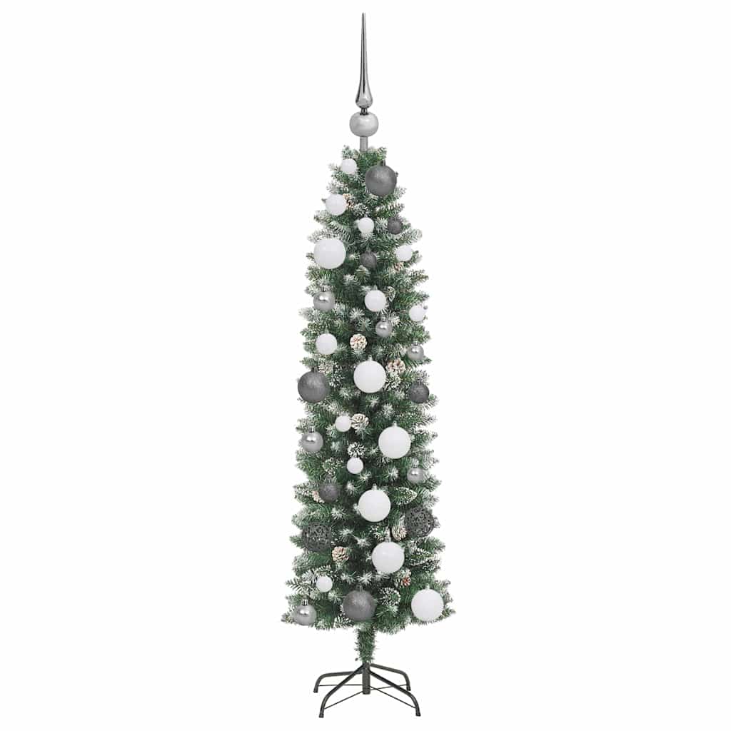 Artificial Slim Christmas Tree Green and White 120 cm