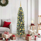 Artificial Slim Christmas Tree Green and White 150 cm
