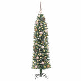 Artificial Slim Christmas Tree Green and White 150 cm - Side View
