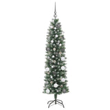 Artificial Slim Christmas Tree Green and White 150 cm - Top-Down View