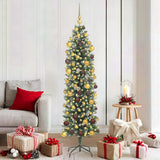 Artificial Slim Christmas Tree Green and White 180 cm