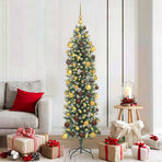 Artificial Slim Christmas Tree Green and White 180 cm
