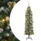 Artificial Slim Christmas Tree Green and White 180 cm - Front View
