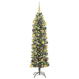 Artificial Slim Christmas Tree Green and White 180 cm - Side View