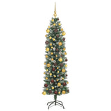 Artificial Slim Christmas Tree Green and White 180 cm - Top-Down View