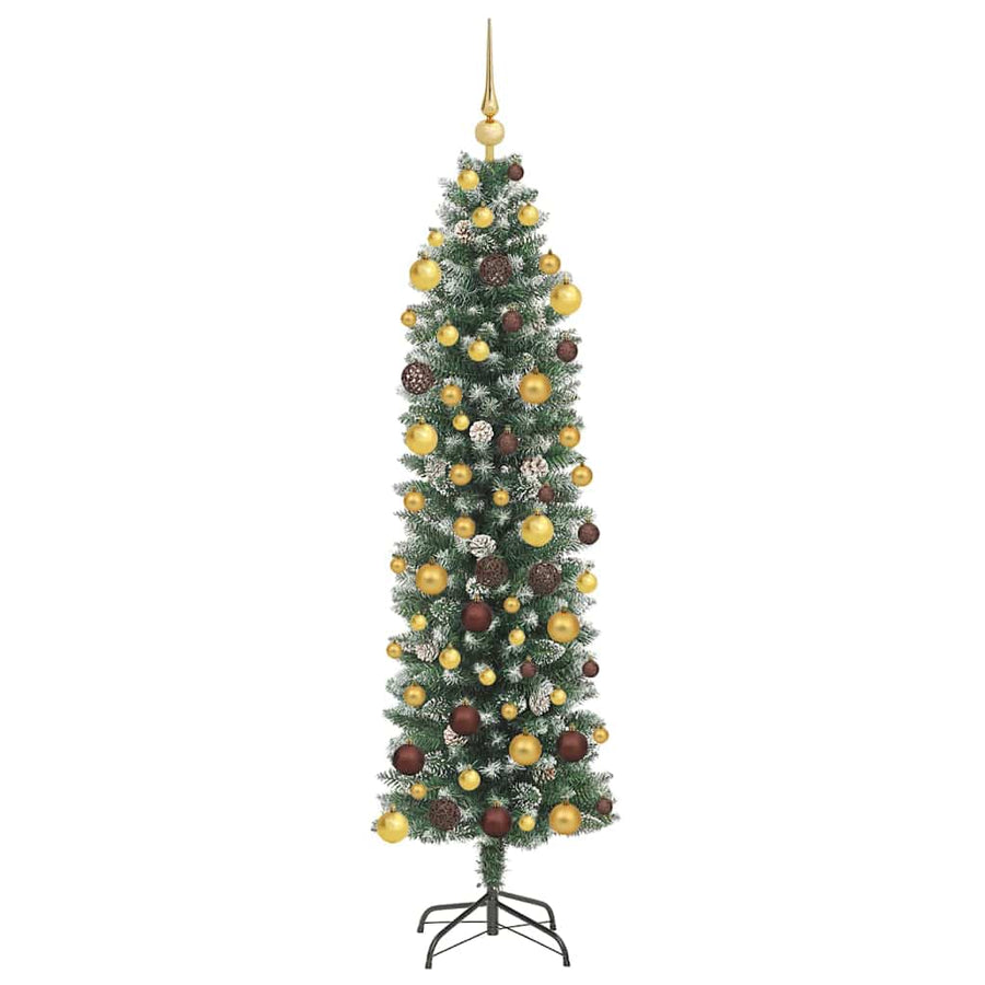 Artificial Slim Christmas Tree Green and White 180 cm