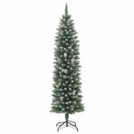 Artificial Slim Christmas Tree Green and White 180 cm