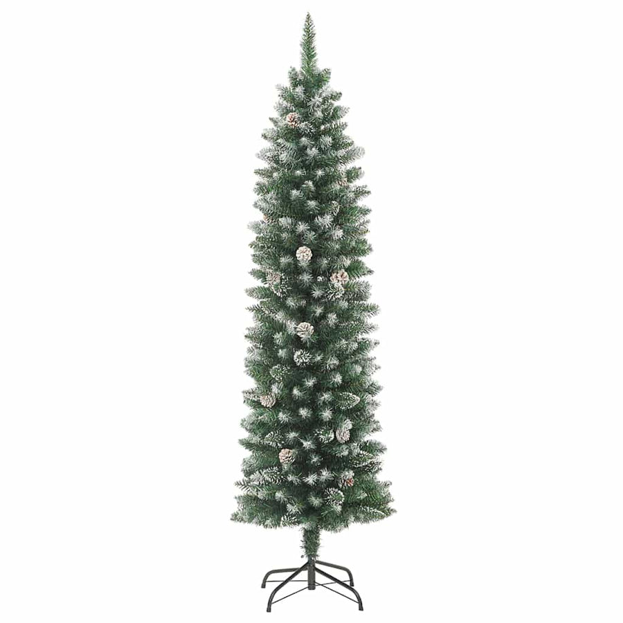 Artificial Slim Christmas Tree Green and White 180 cm