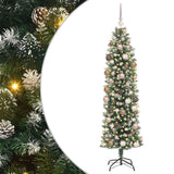 Artificial Slim Christmas Tree Green and White 180 cm - Front View
