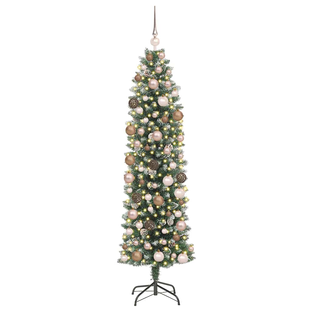 Artificial Slim Christmas Tree Green and White 180 cm