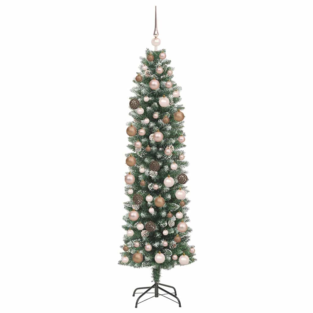 Artificial Slim Christmas Tree Green and White 180 cm