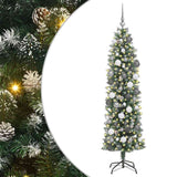 Artificial Slim Christmas Tree Green and White 180 cm - Front View