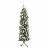 Artificial Slim Christmas Tree Green and White 180 cm - Side View