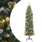 Artificial Slim Christmas Tree Green and White 210 cm - Front View