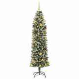 Artificial Slim Christmas Tree Green and White 210 cm - Side View
