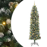 Artificial Slim Christmas Tree Green and White 240 cm - Front View