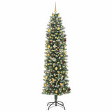 Artificial Slim Christmas Tree Green and White 240 cm - Side View