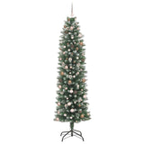 Artificial Slim Christmas Tree Green and White 240 cm - Top-Down View