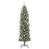 Artificial Slim Christmas Tree Green and White 240 cm - Side View