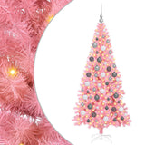 Christmas Tree with 300 LEDs with Stand Pink 180 cm PVC - Front View