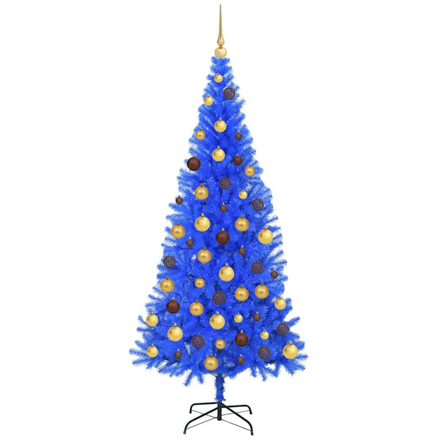Christmas Tree with LED Light Blue 180 cm PVC and Steel