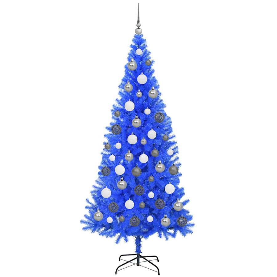 Christmas Tree with LED Light Blue 180 cm PVC and Steel