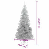 Christmas Tree with 300 LEDs with Stand Silver 180 cm PET - Low Angle