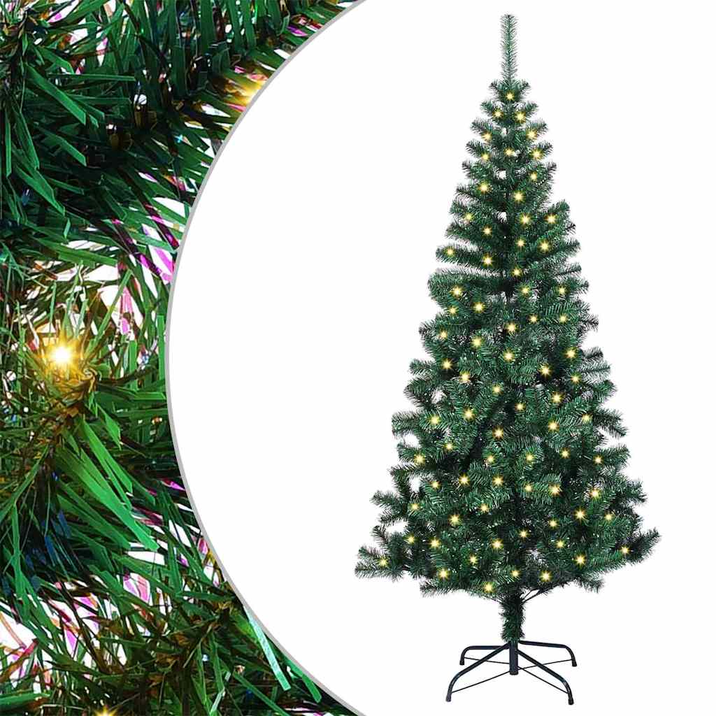 Artificial Pre-lit Christmas Tree Green 120 cm PVC and Metal